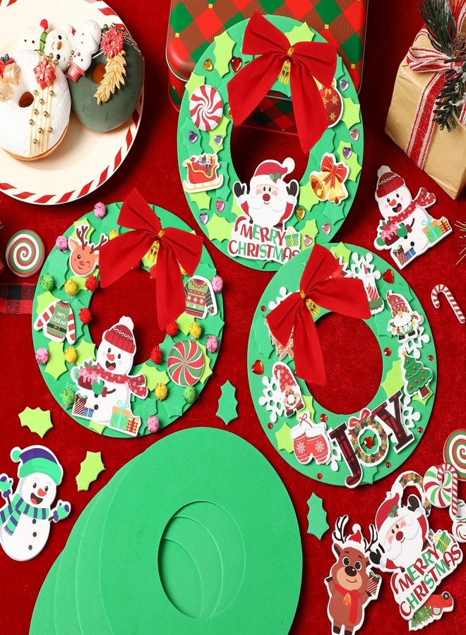 BOARDFEB 12 Sets Christmas Crafts Kits DIY Christmas Foam Wreath Crafts Winter Ornaments for Kids Snowman Santa Penguin Snowflake Foam Stickers Xmas Holiday Home Classroom Activities Decoration - Image 3